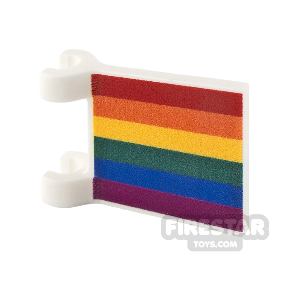 Custom Printed Flag with 2 Holders 2x2 Gay Flag WHITE