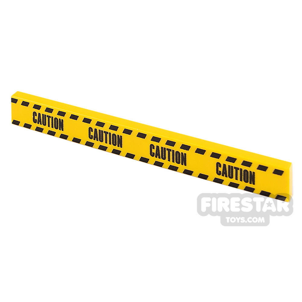 Custom Printed Tile 1x8 Yellow Tape Caution