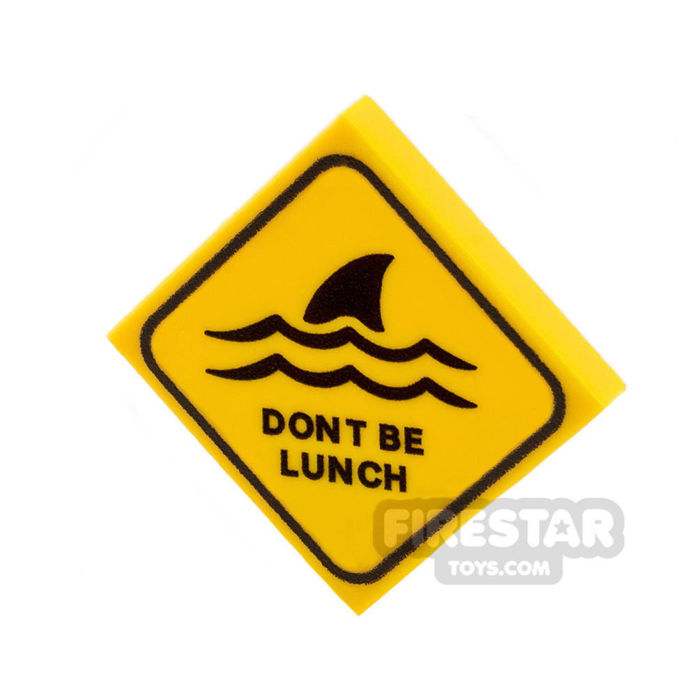 Printed Tile 2x2 Shark Warning Sign