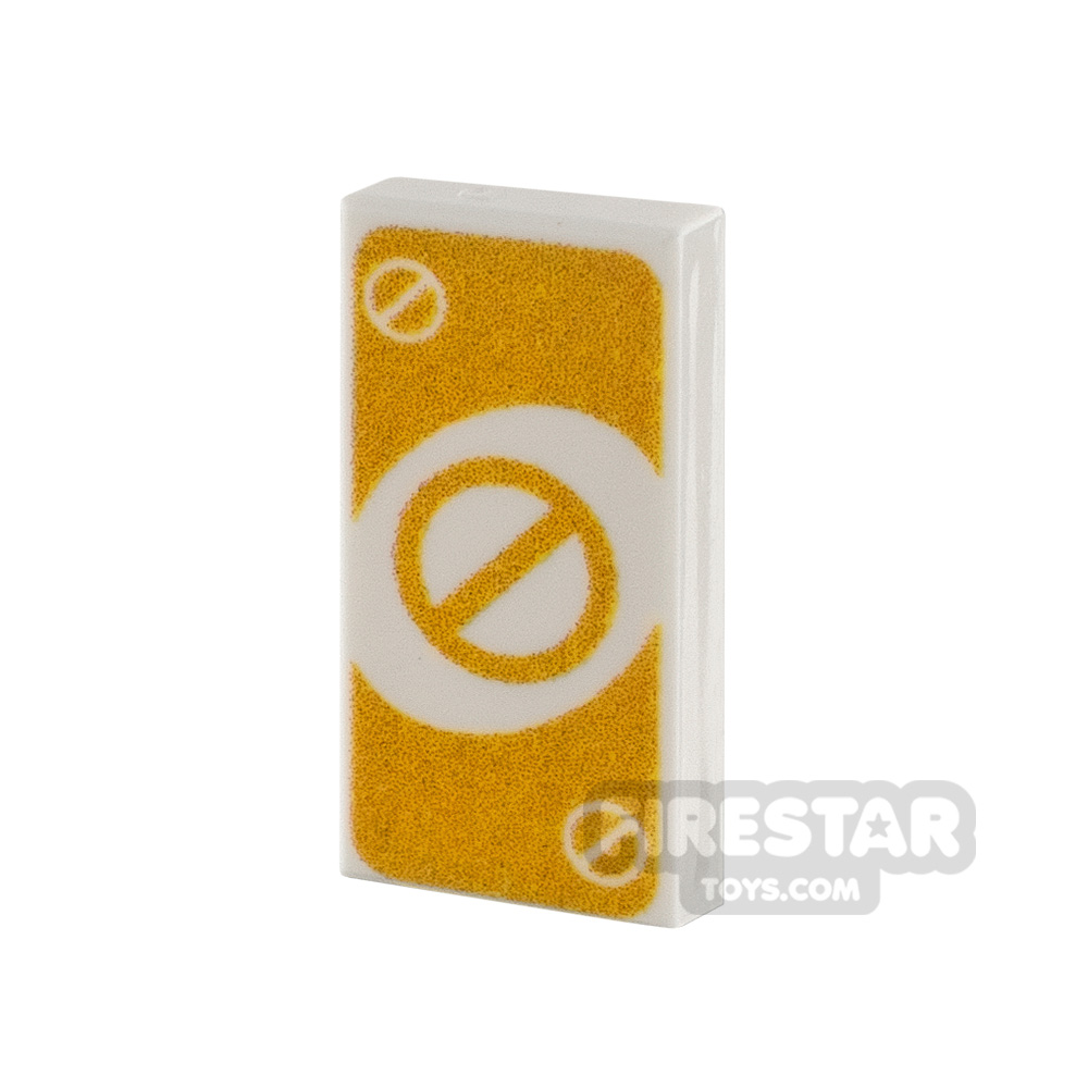 Custom printed Tile - 1x2 Uno Skip Card (Yellow)