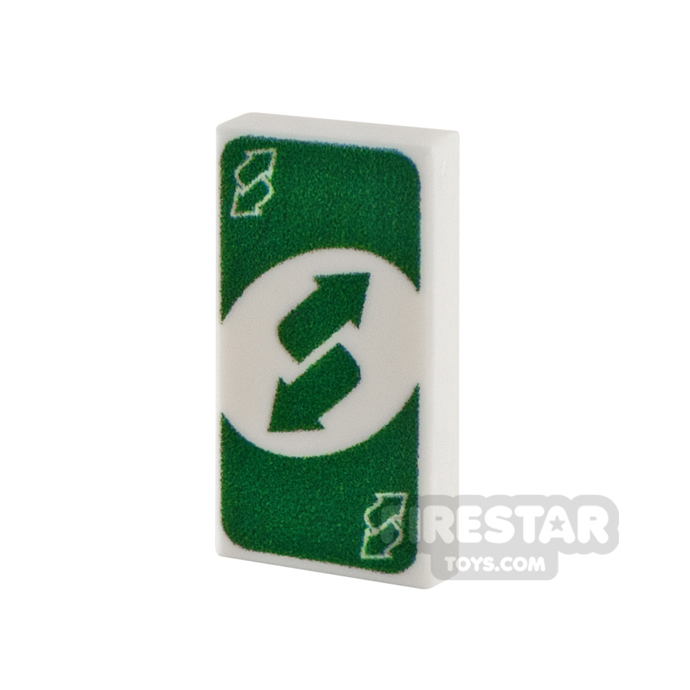 Custom printed Tile - 1x2 Uno Reverse Card (Green)