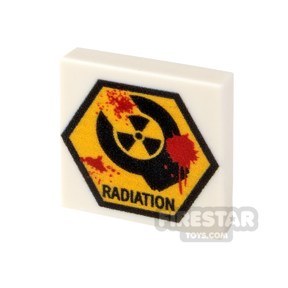 Custom printed Tile 2x2 Zombie Radiation Sign