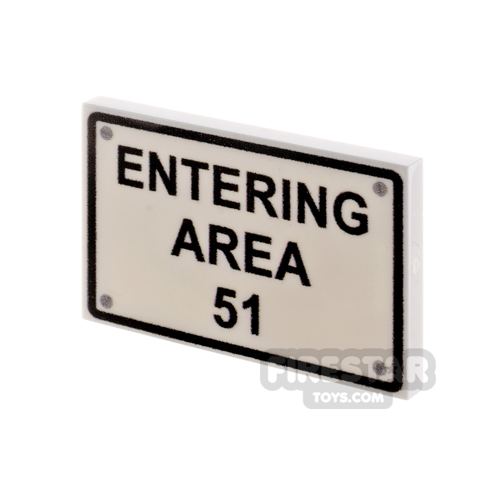 Custom printed Tile 2x3 Entering Area 51 Sign WHITE