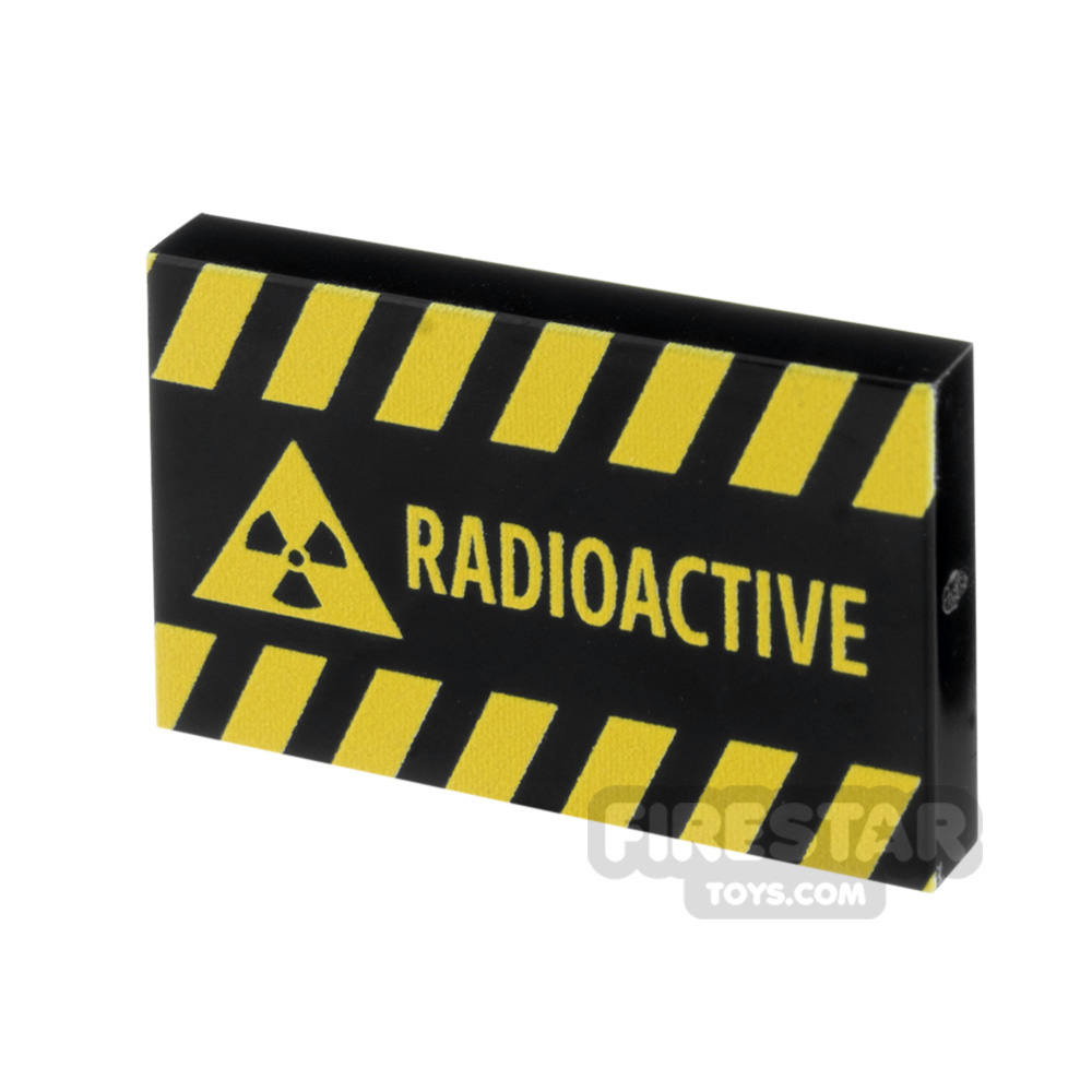 Custom printed Tile 2x3 Radioactive Sign BLACK
