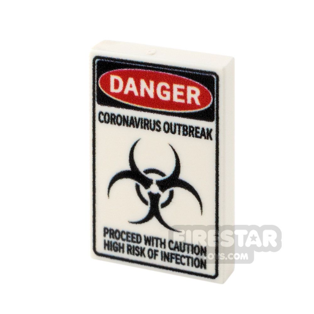 Custom printed Tile 2x3 Proceed with Caution WHITE