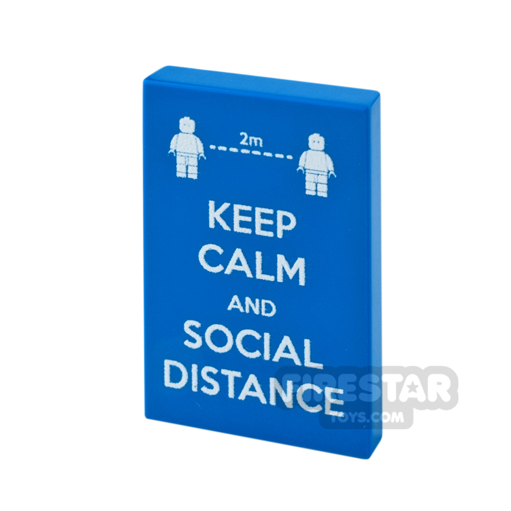 Custom printed Tile 2x3 Social Distance BLUE