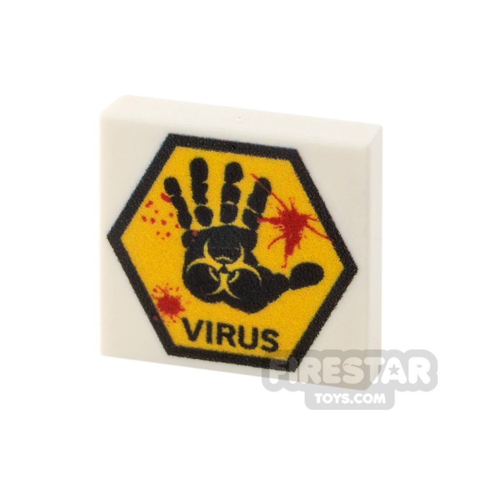 Custom printed Tile 2x2 Virus Sign WHITE