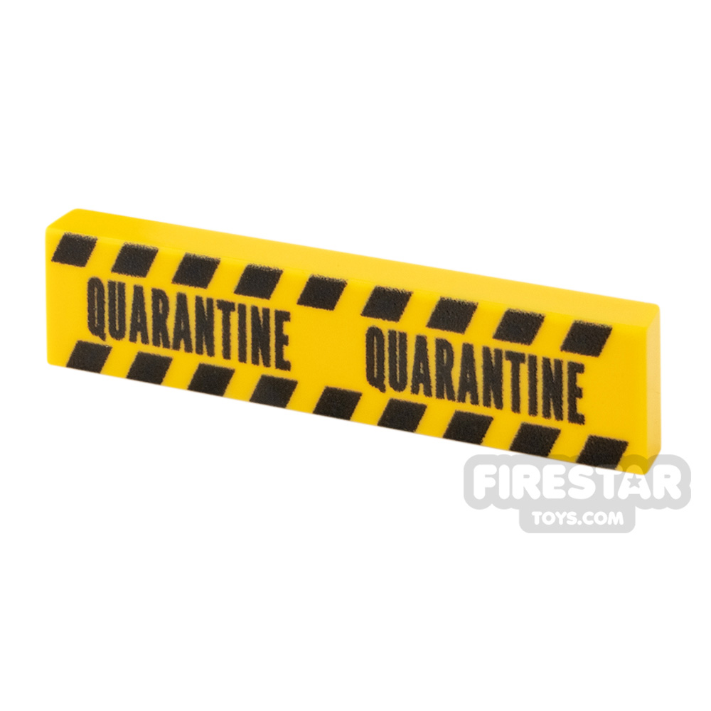 Custom printed Tile 1x4 Yellow Tape Quarantine YELLOW