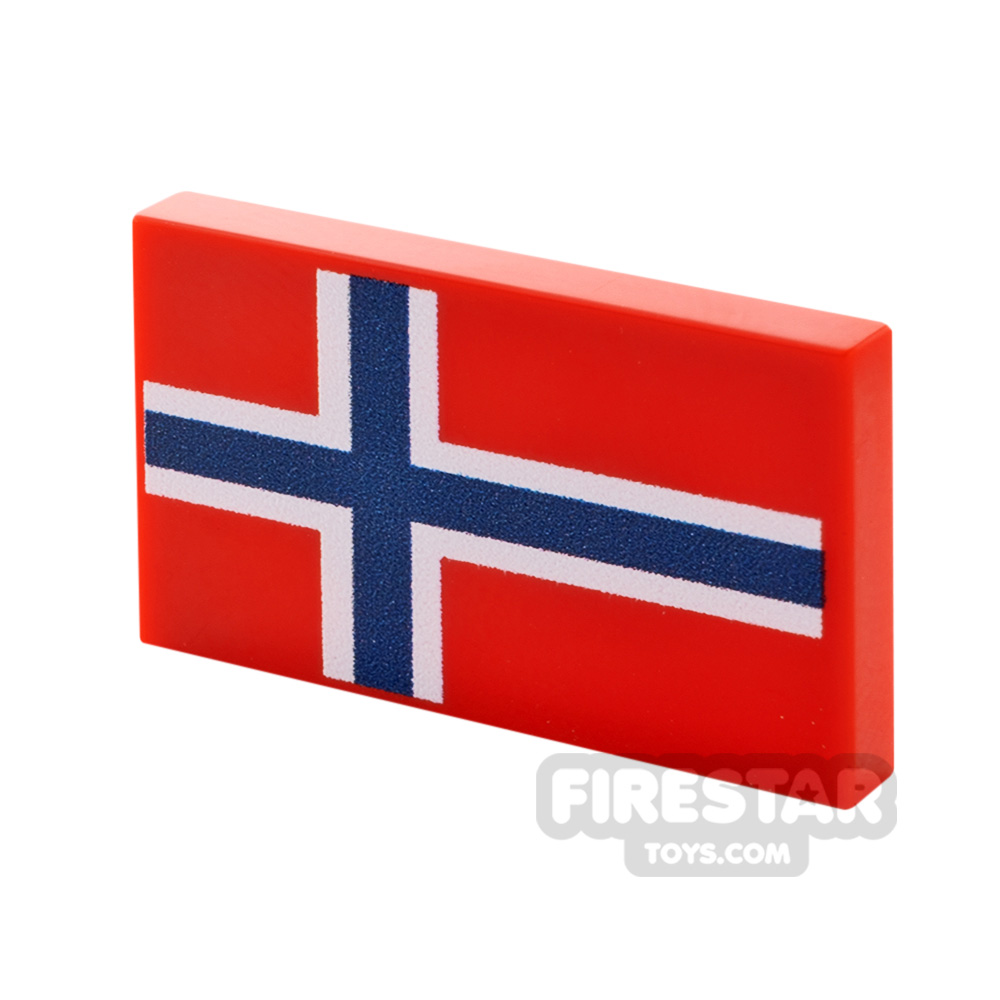Custom Printed Tile 2x3 Norweigan Flag RED