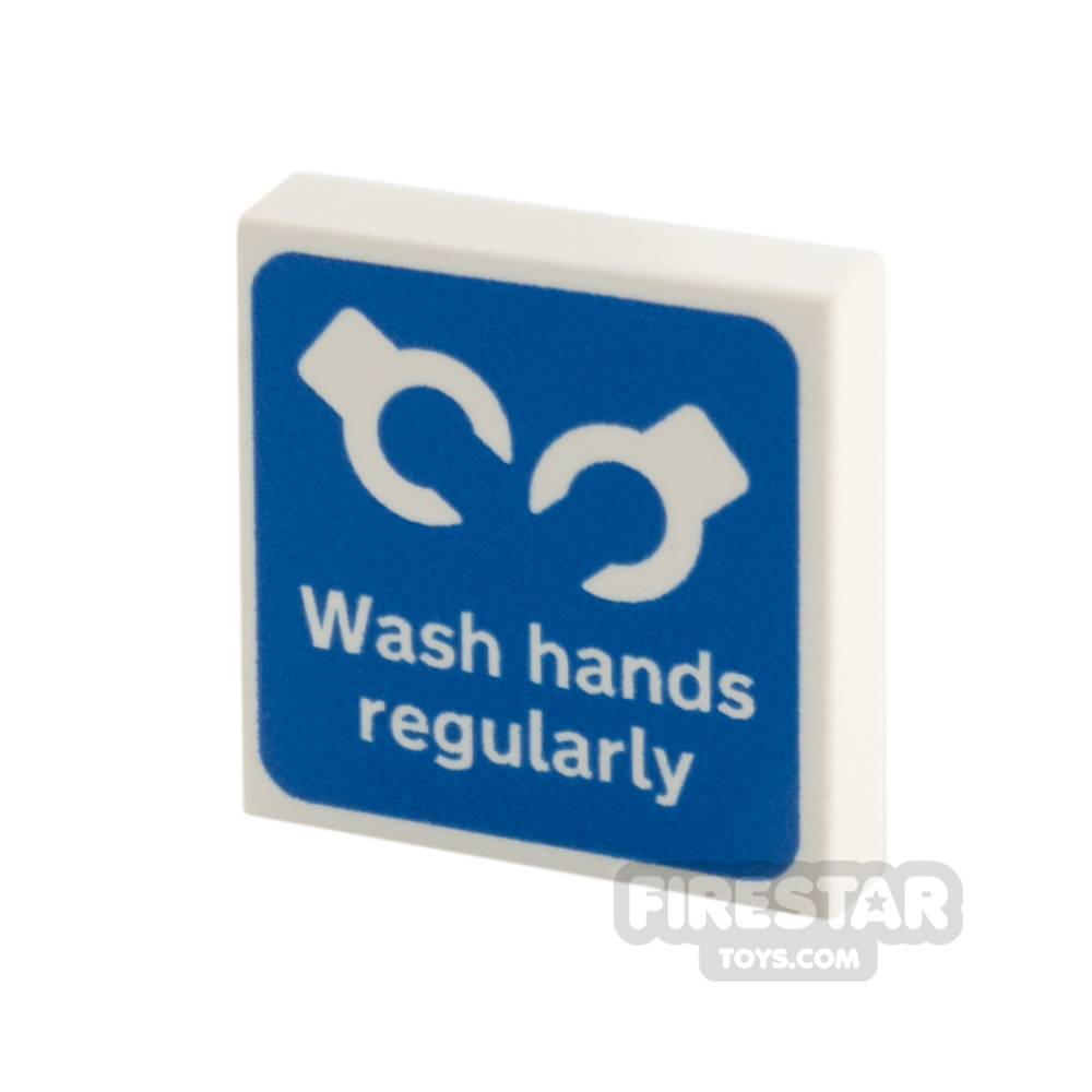 Custom printed Tile 2x2 Wash Hands Regularly WHITE