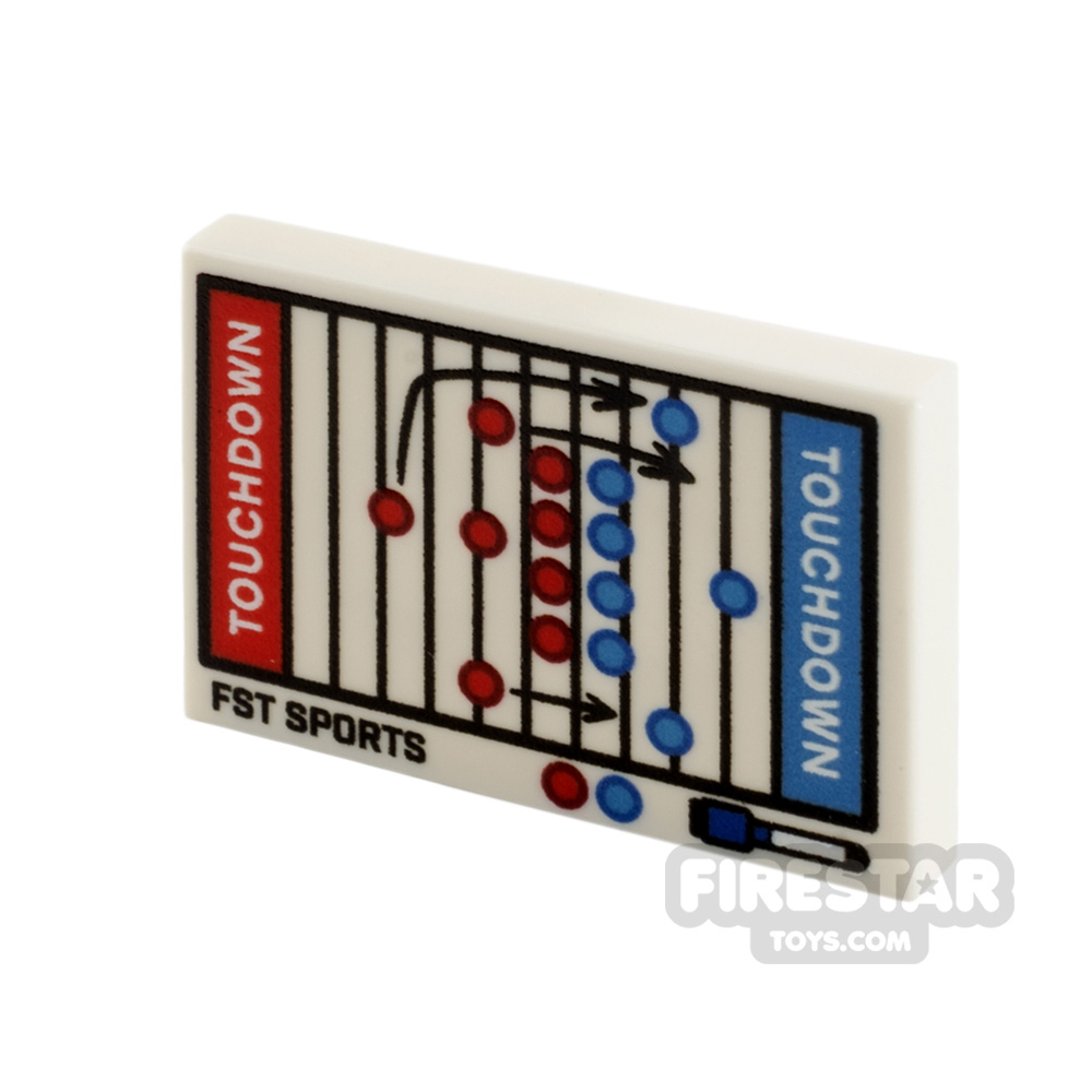 Custom printed Tile 2x3 American Football Tactics Board WHITE