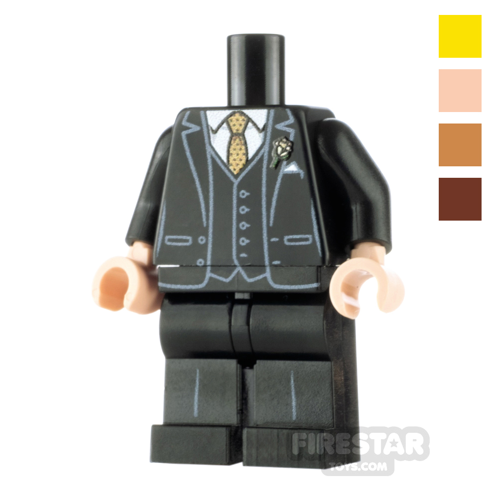 Custom Design Outfit Black Wedding Suit with Gold Tie LIGHT FLESHYELLOWREDDISH BROWNMEDIUM DARK FLESH