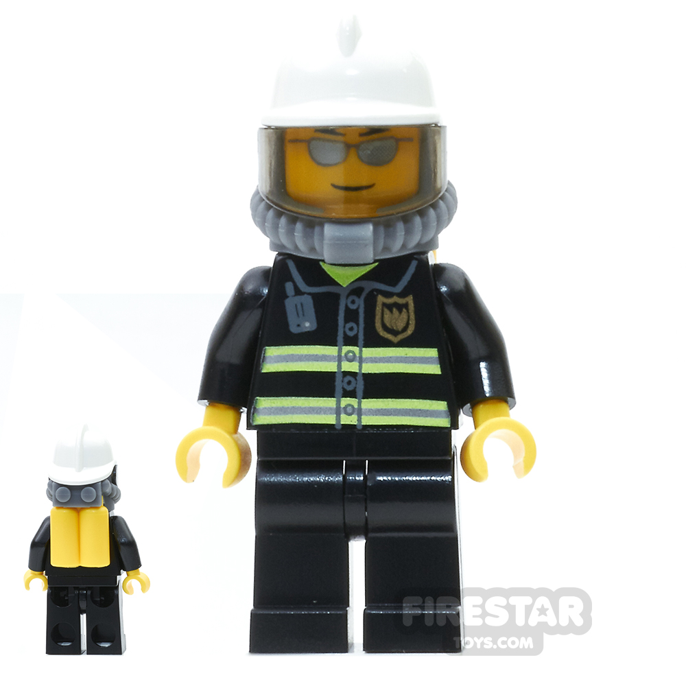LEGO City Mini Figure - Fire - Yellow Airtanks - Silver Sunglasses