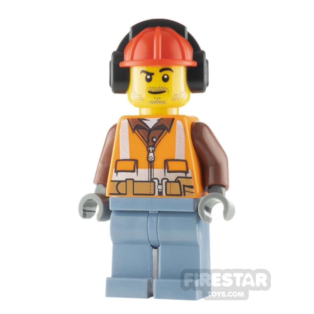 LEGO City Minfigure Construction Worker Brown Shirt 