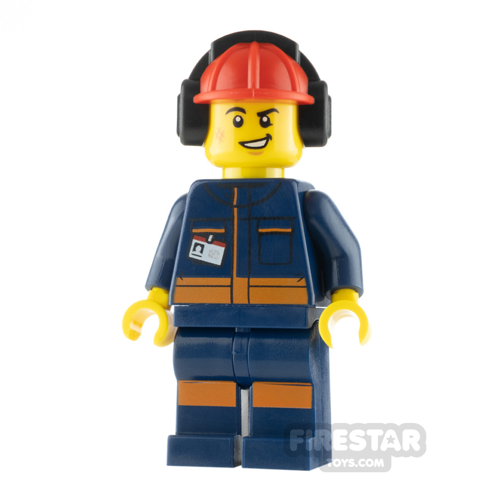 LEGO City Minfigure Airport Flagman Dark Blue Jumpsuit with Orange Stripes 