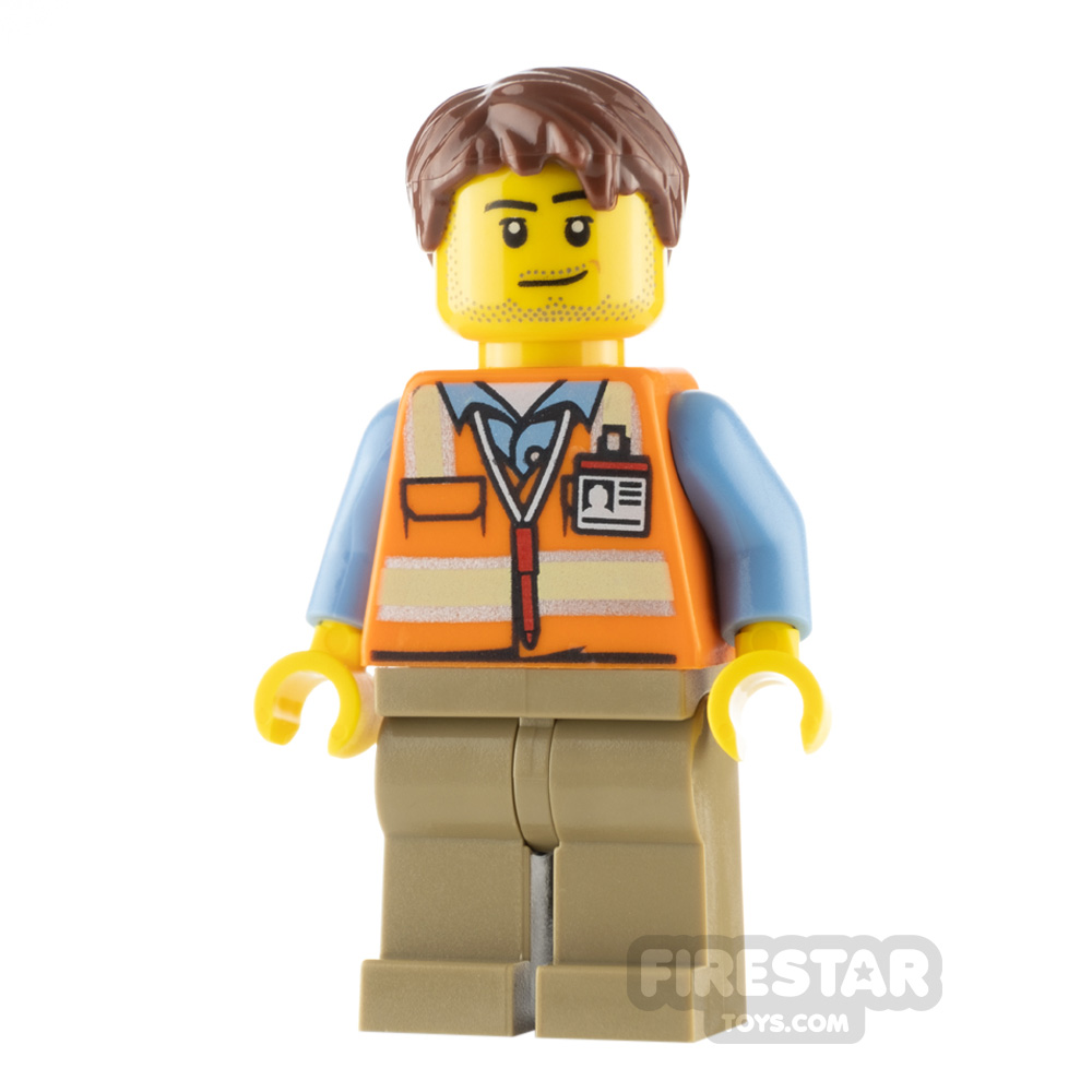 LEGO City Minfigure Air Traffic Controller Orange Safety Vest 