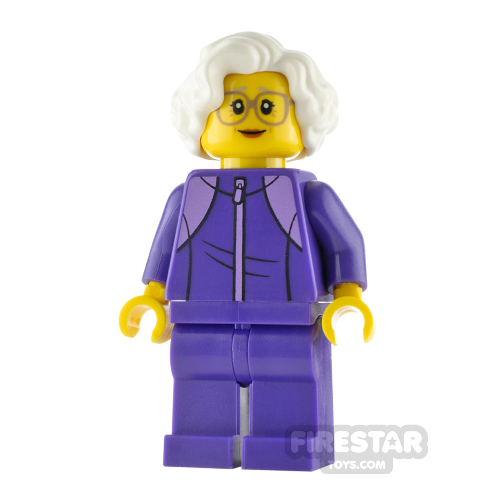 LEGO City Minfigure Grandmother Dark Purple Tracksuit 