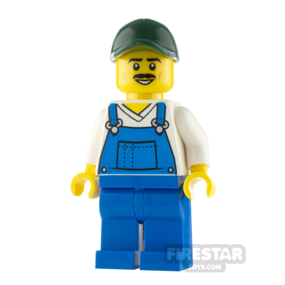 LEGO City Minfigure Blue Overalls and Moustache 