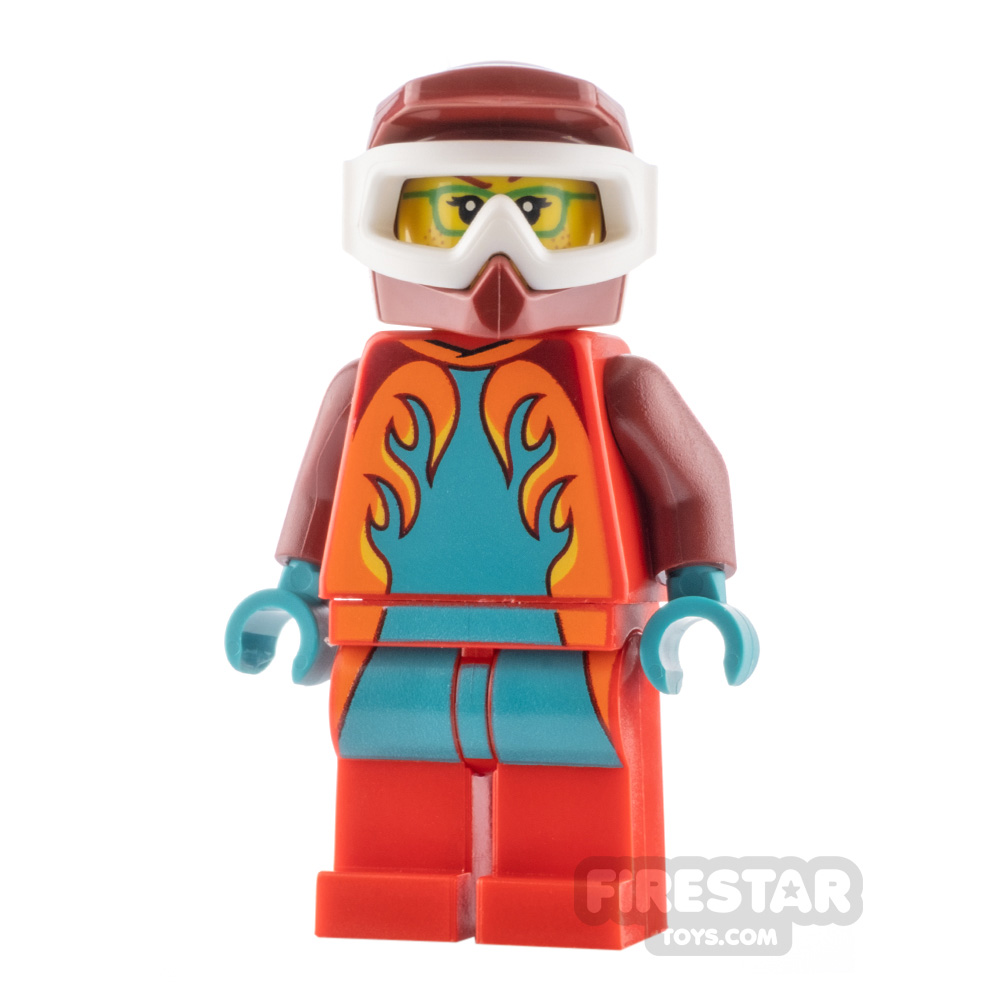 LEGO City Minifigure Stuntz Driver Flame Jumpsuit and Dirt Bike Helmet 