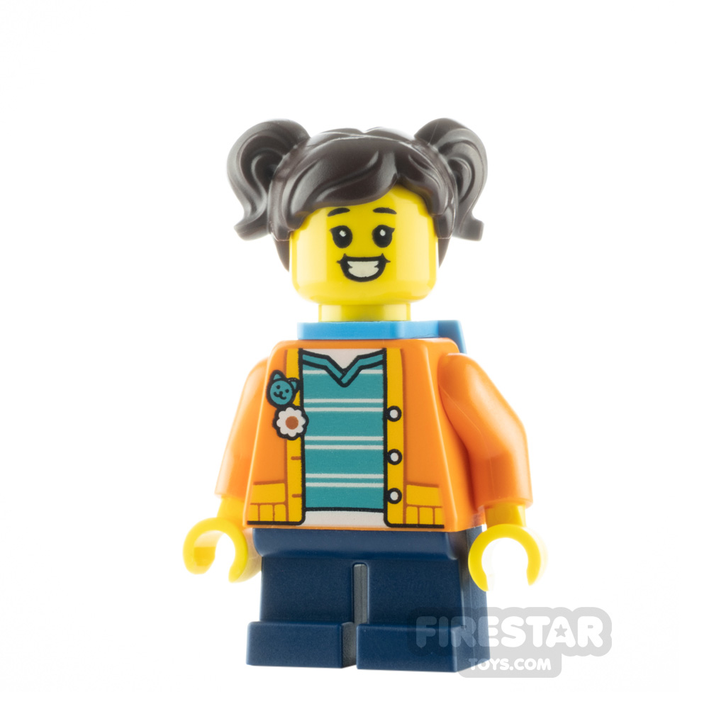 LEGO City Minifigure Madison in Orange Jacket and Dark Azure Backpack 
