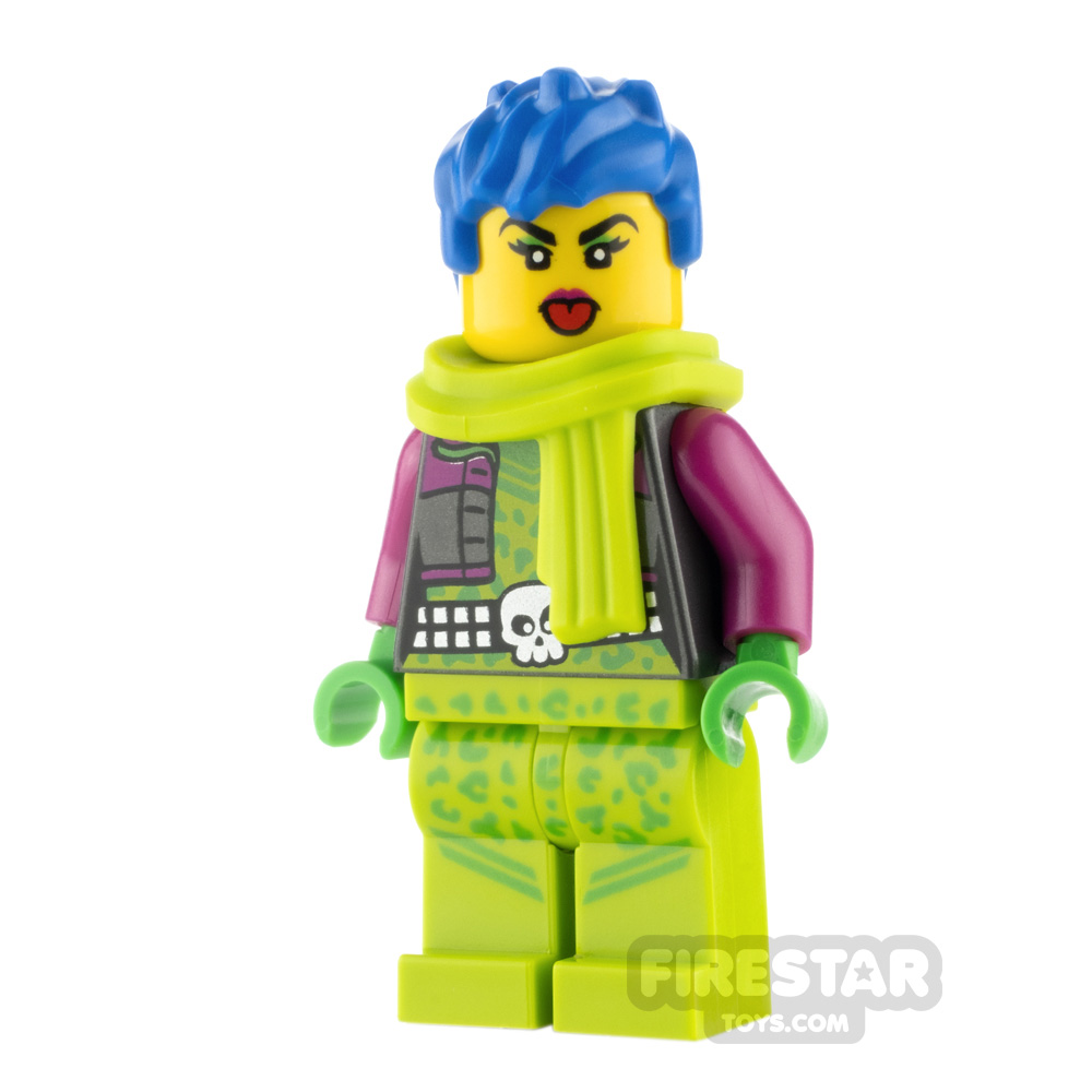 LEGO City Minfigure Raze with Lime Scarf and Blue Hair 