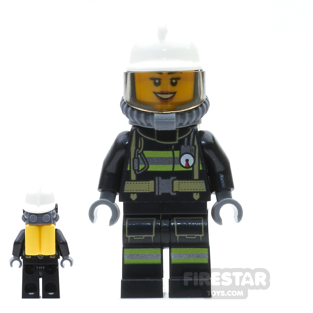 LEGO City Mini Figure - Firewoman - Airtanks And Smile