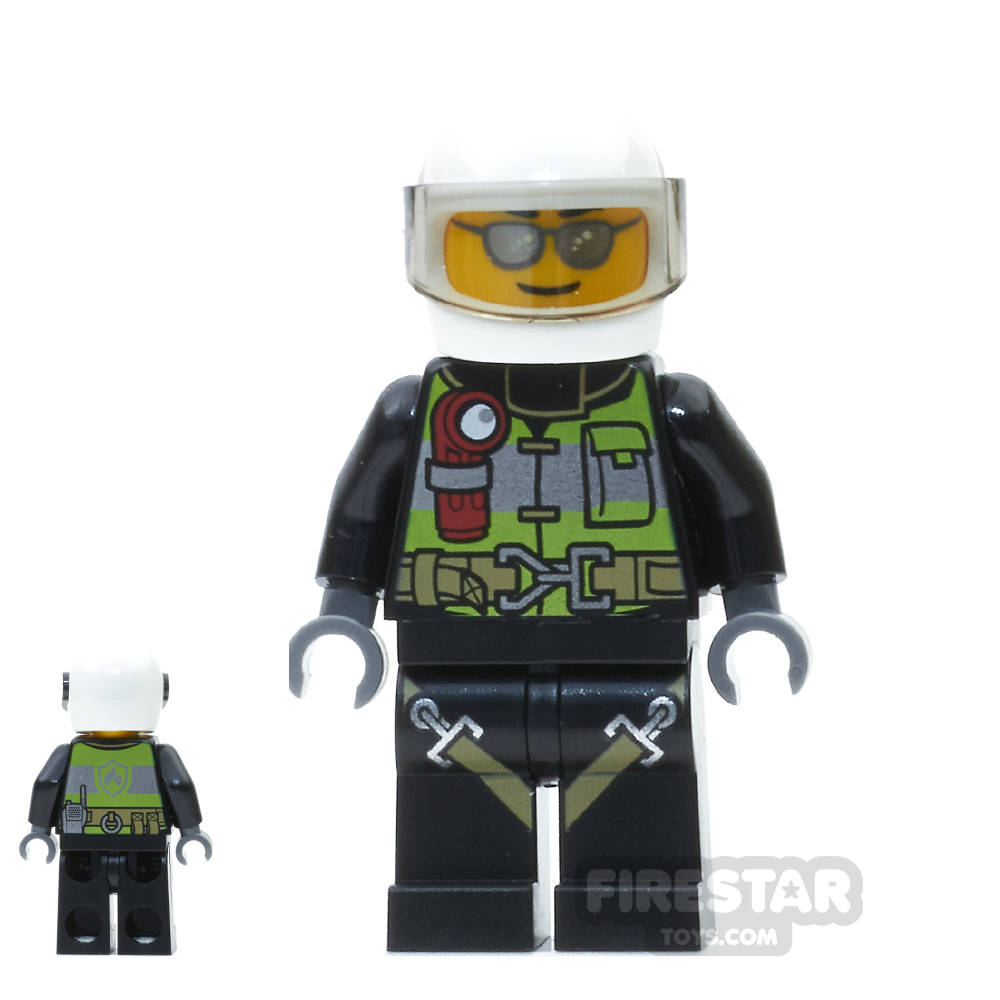 LEGO City Mini Figure - Fireman - Utility Belt and Flashlight - Silver Sunglasses