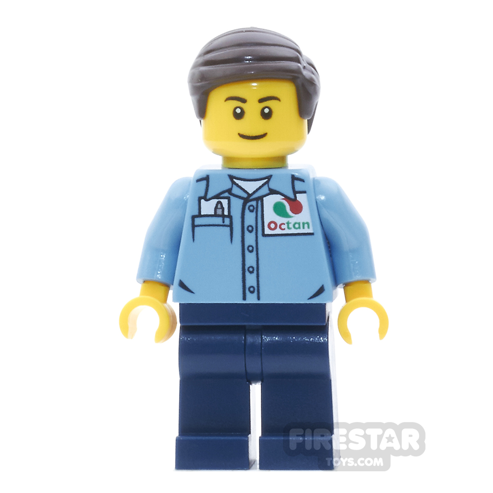 LEGO City Mini Figure - Medium Blue Octan Shirt, Dark Brown Hair