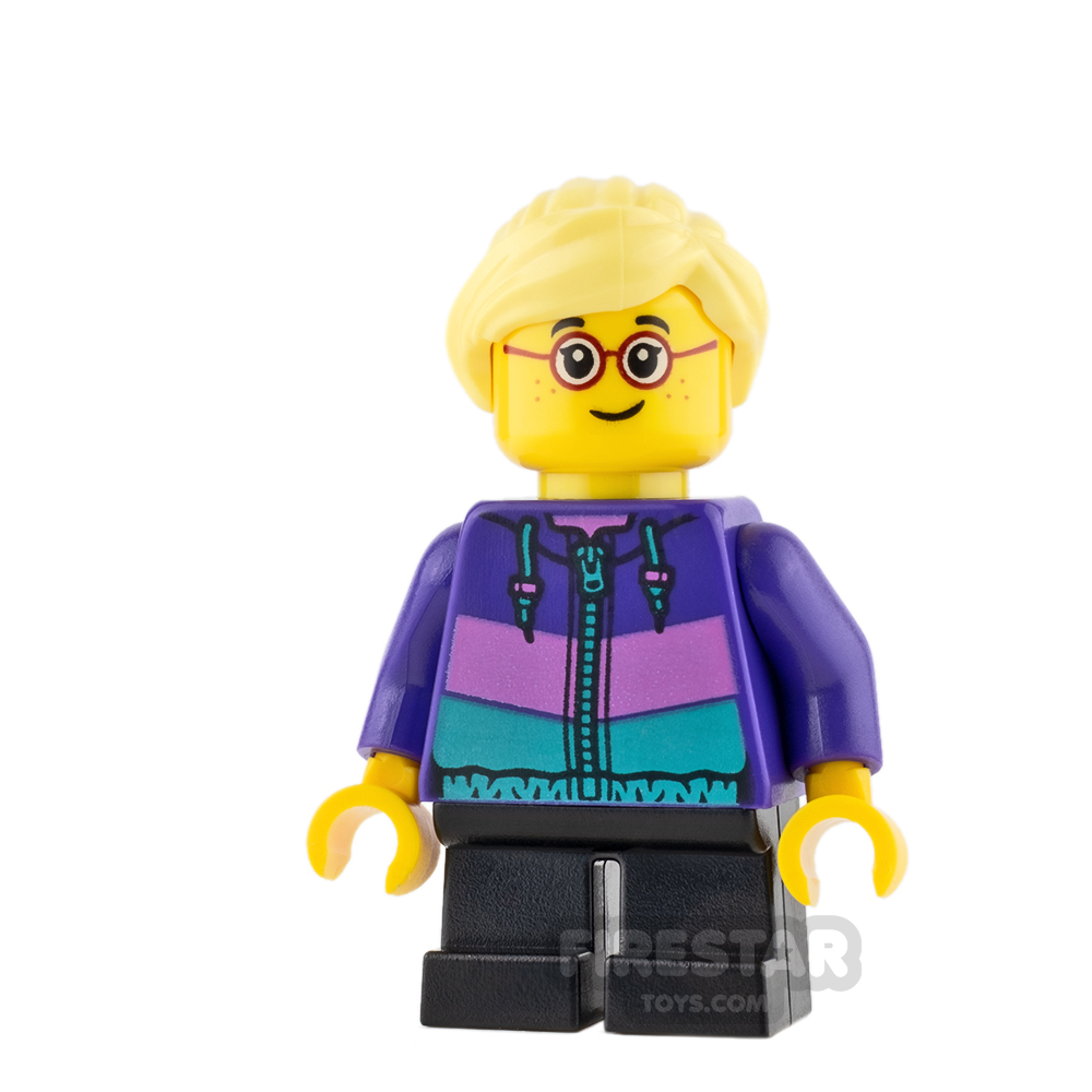 LEGO City Mini Figure - Purple Hoodie and Red Glasses