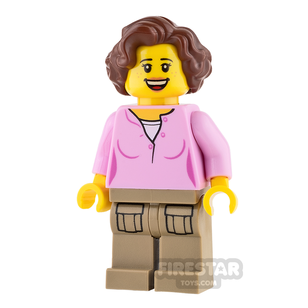 LEGO City Mini Figure - Pink Top and Reddish Brown Wavy Hair
