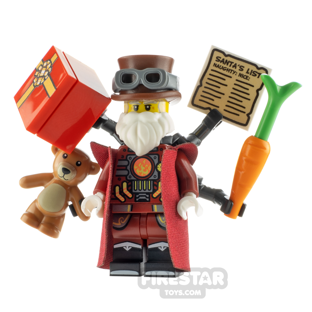 Custom Minifigure Steampunk Santa with Mechanical Arms 