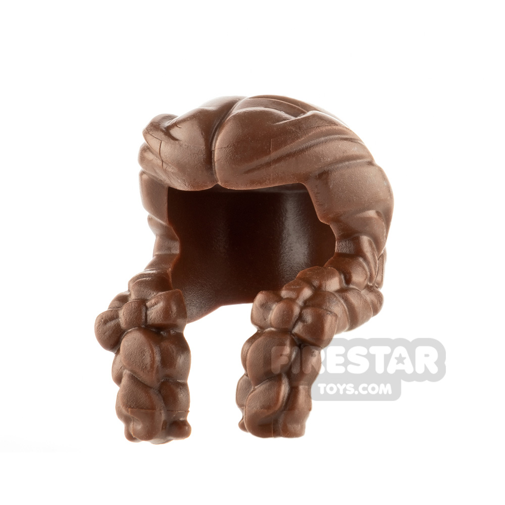 LEGO Hair Plats with Bows Unprinted REDDISH BROWN