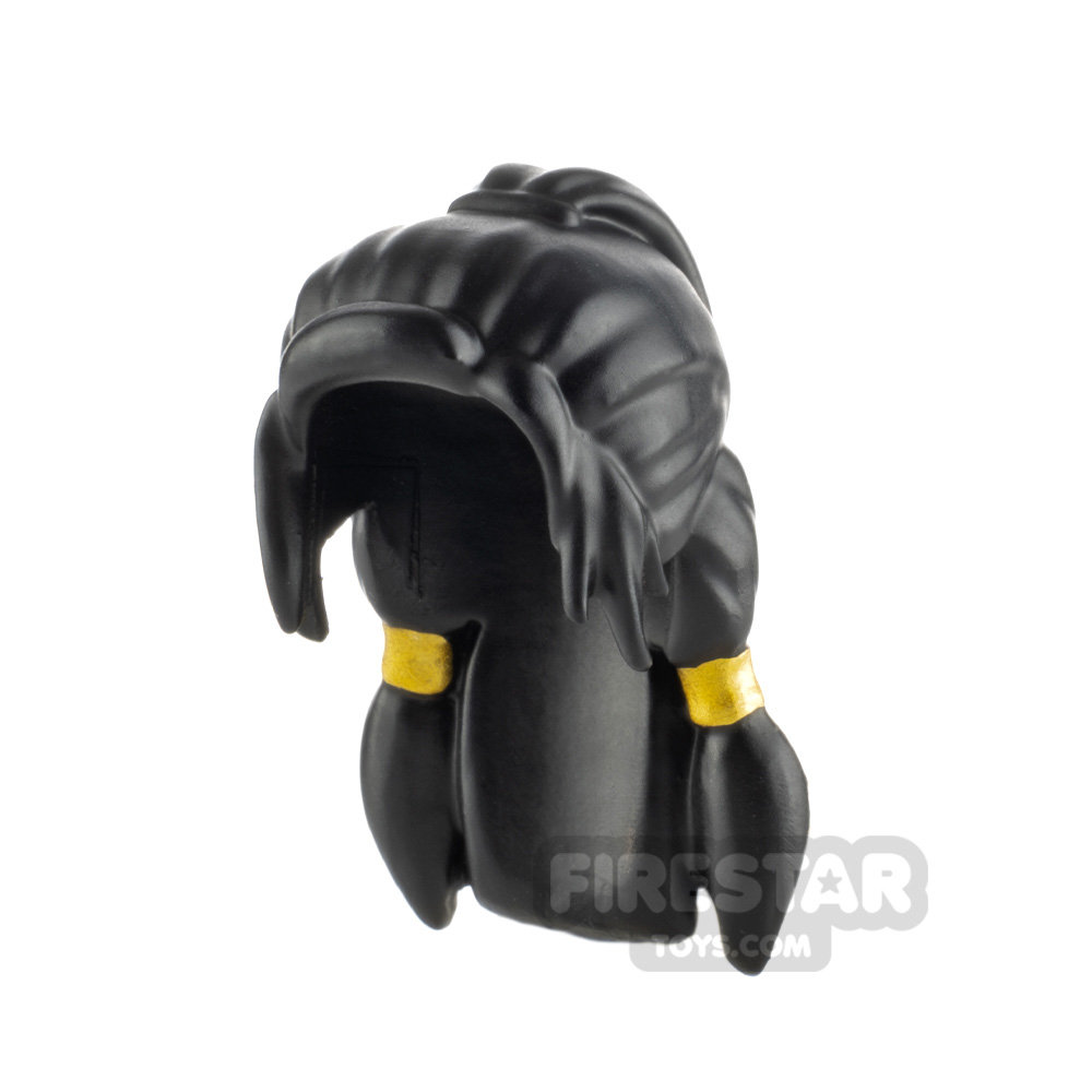Minifigure Hair Mid Length with Pigtails BLACK