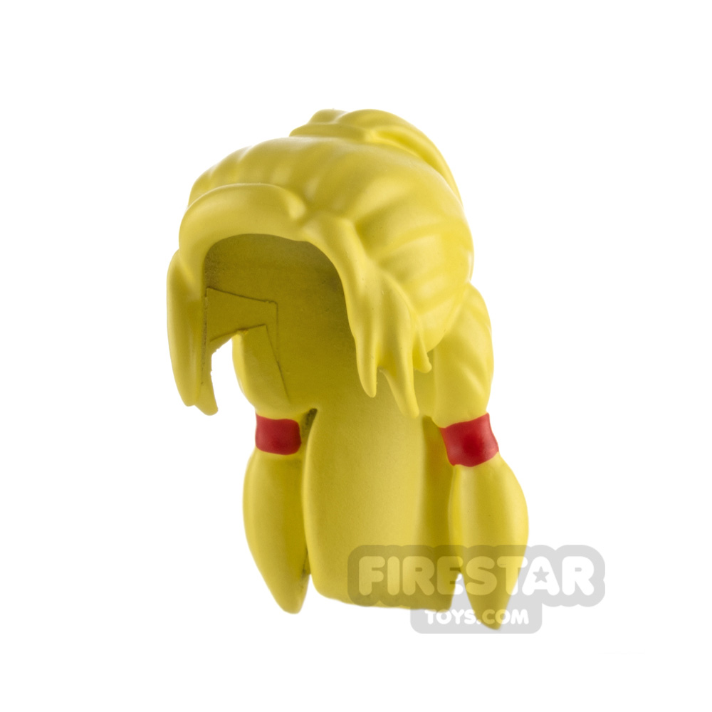 Minifigure Hair Mid Length with Pigtails BRIGHT LIGHT YELLOW