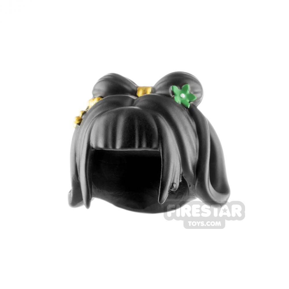Minifigure Hair Chinese Style Overmolded 2 BLACK