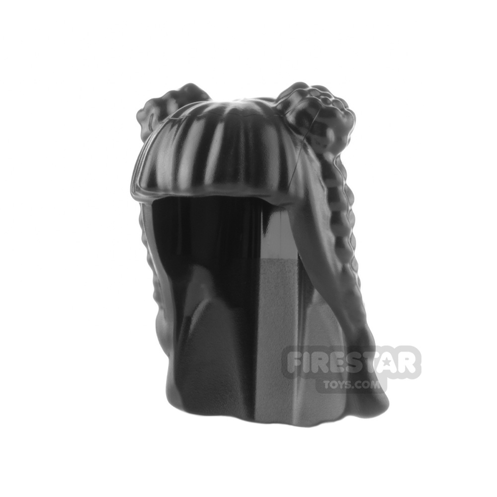 LEGO Minifigure Hair Long with Buns and Braids BLACK