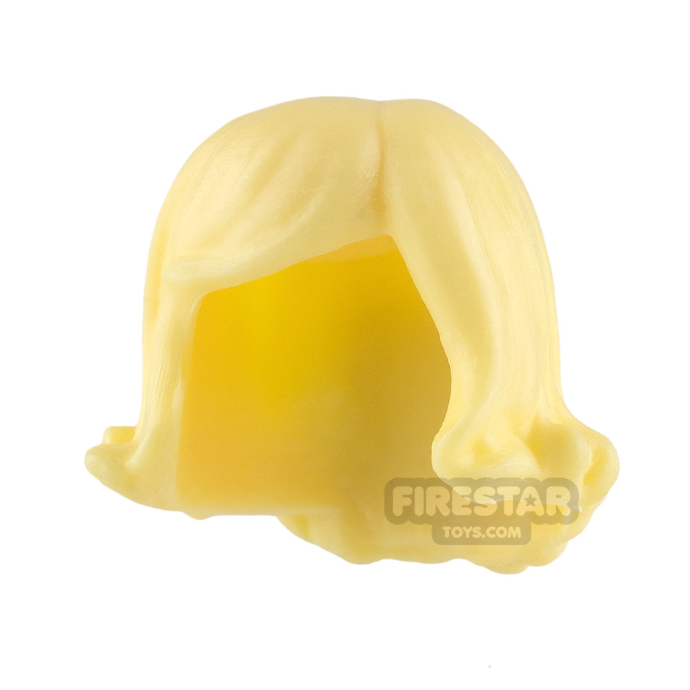 Minifigure Hair Short Flicked Out with Side Parting BRIGHT LIGHT YELLOW