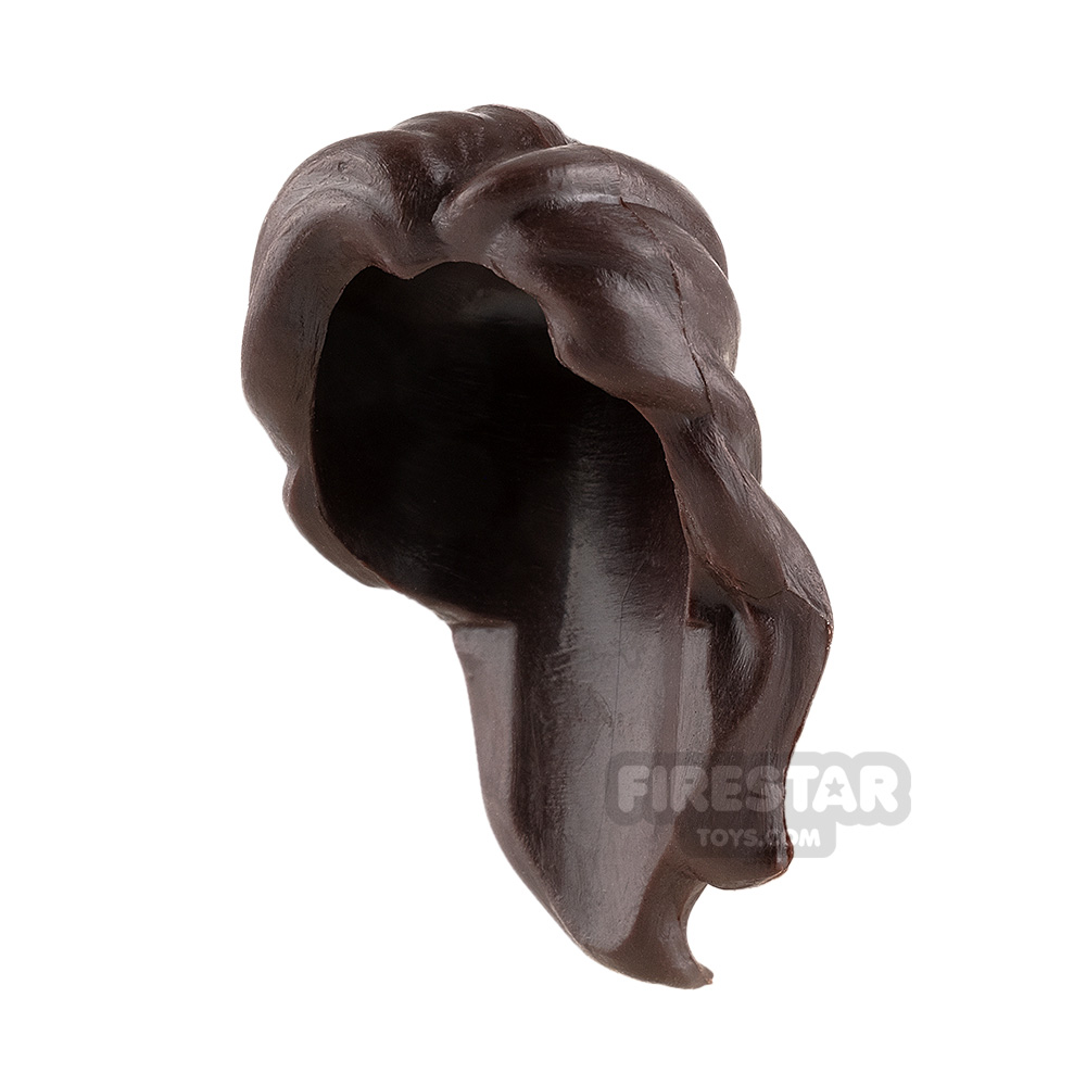 Minifigure Hair Long and Swept Right DARK BROWN