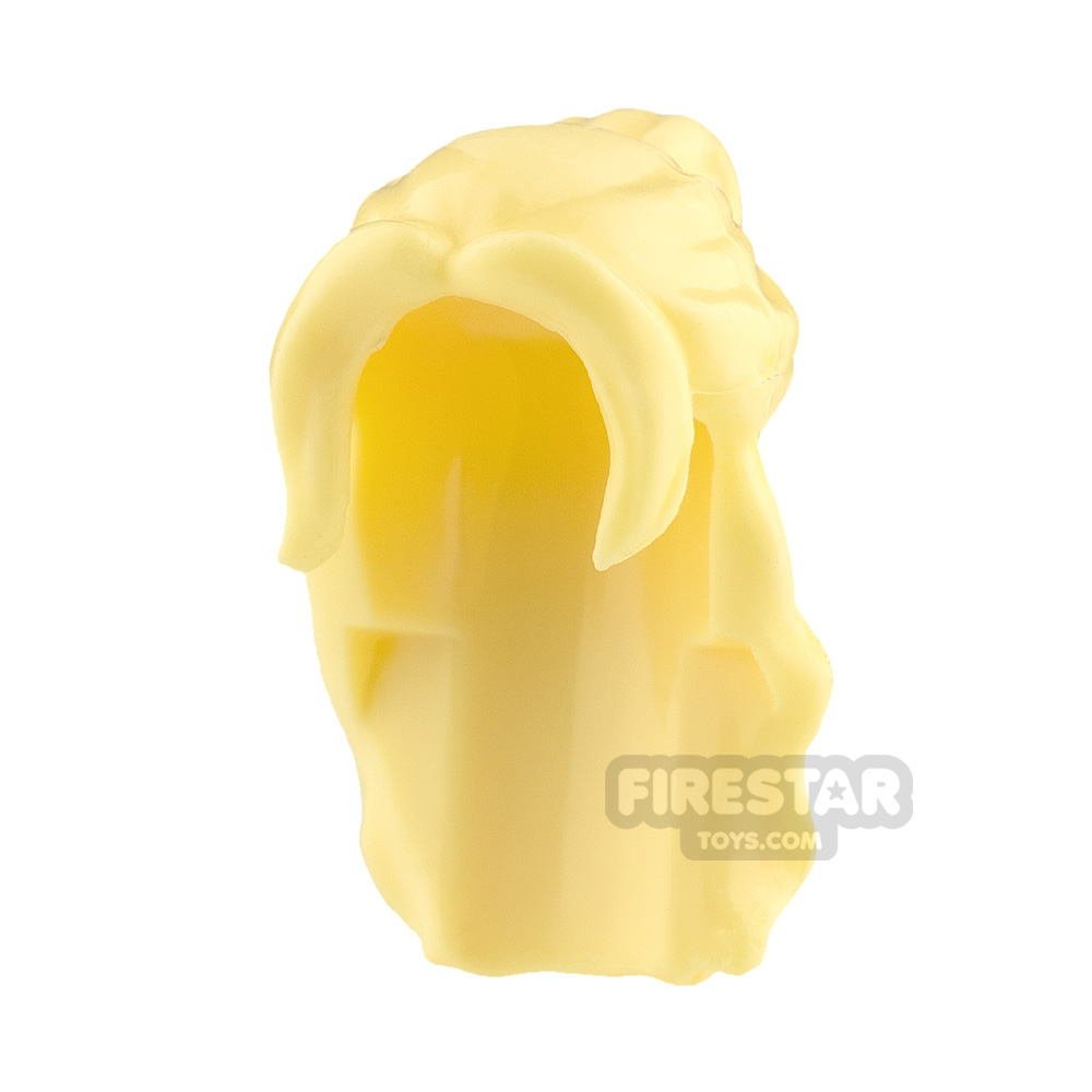 Minifigure Hair Mid Length with Bun and Bangs BRIGHT LIGHT YELLOW