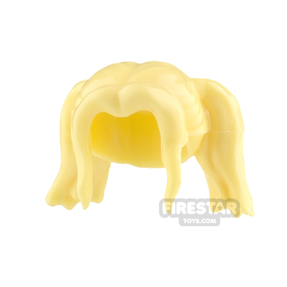 Minifigure Hair Short Pigtails and Bangs BRIGHT LIGHT YELLOW