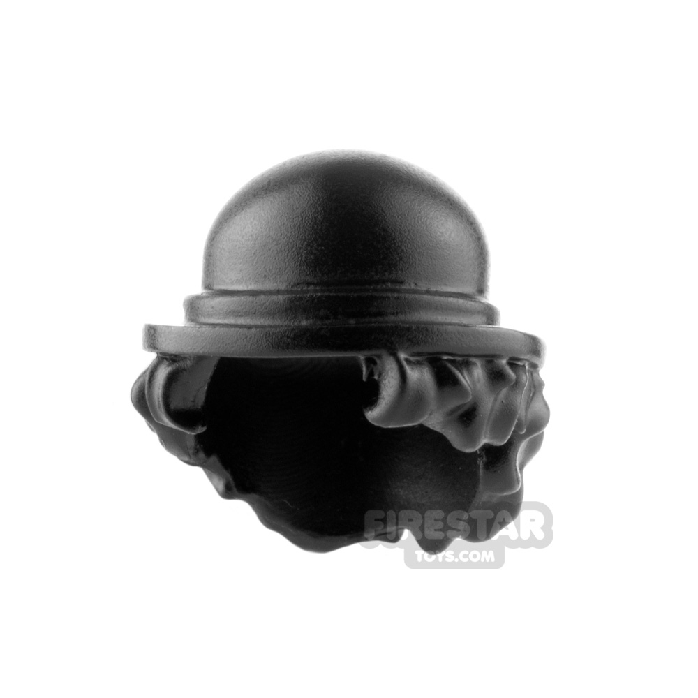 Minifigure Headgear Bowler Hat with Scruffy Black Hair BLACK