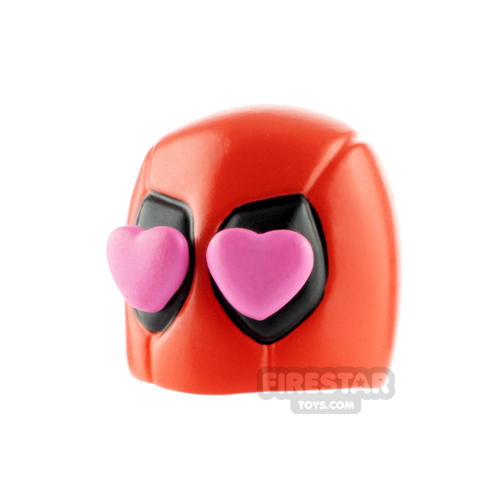 Minifigure Headgear Deadpool Heart Eyes RED