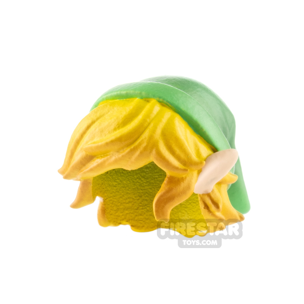 Minifigure Headgear Link Hat with Hair GREEN
