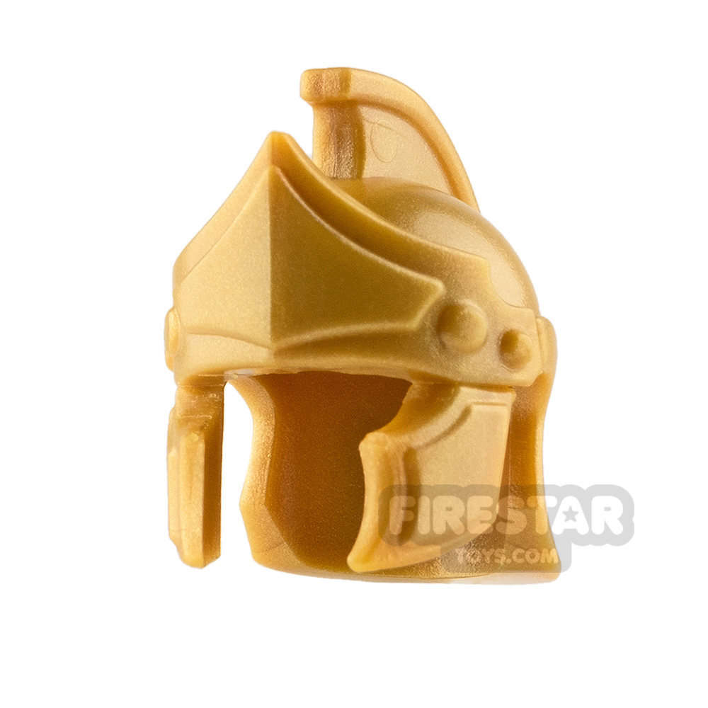 BrickWarriors Minifigure Headgear Greco Roman Helmet PEARL GOLD