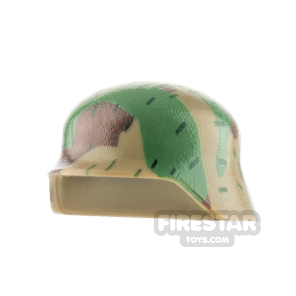 Minifigure Headgear Army Helmet Camo design 2 DARK TAN