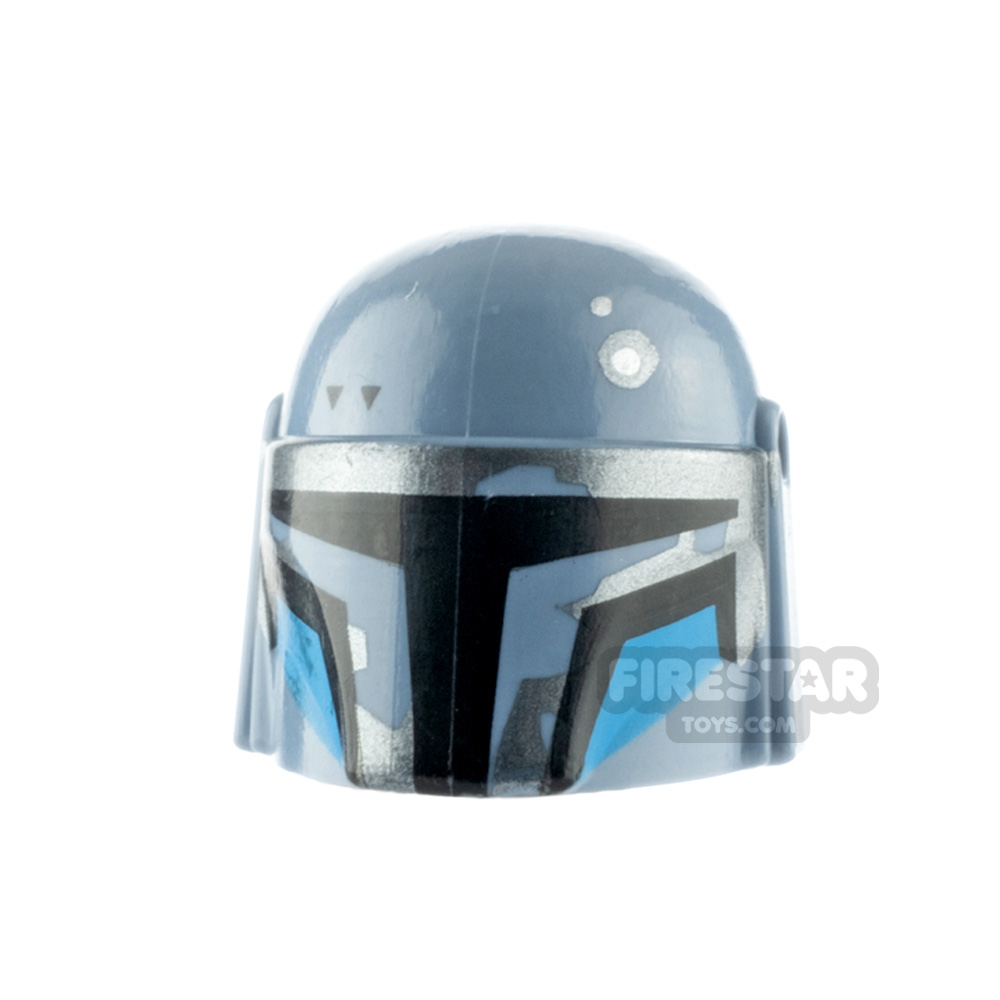 LEGO Minifigure Headgear SW Mandalorian Helmet Dark Azure Markings SAND BLUE
