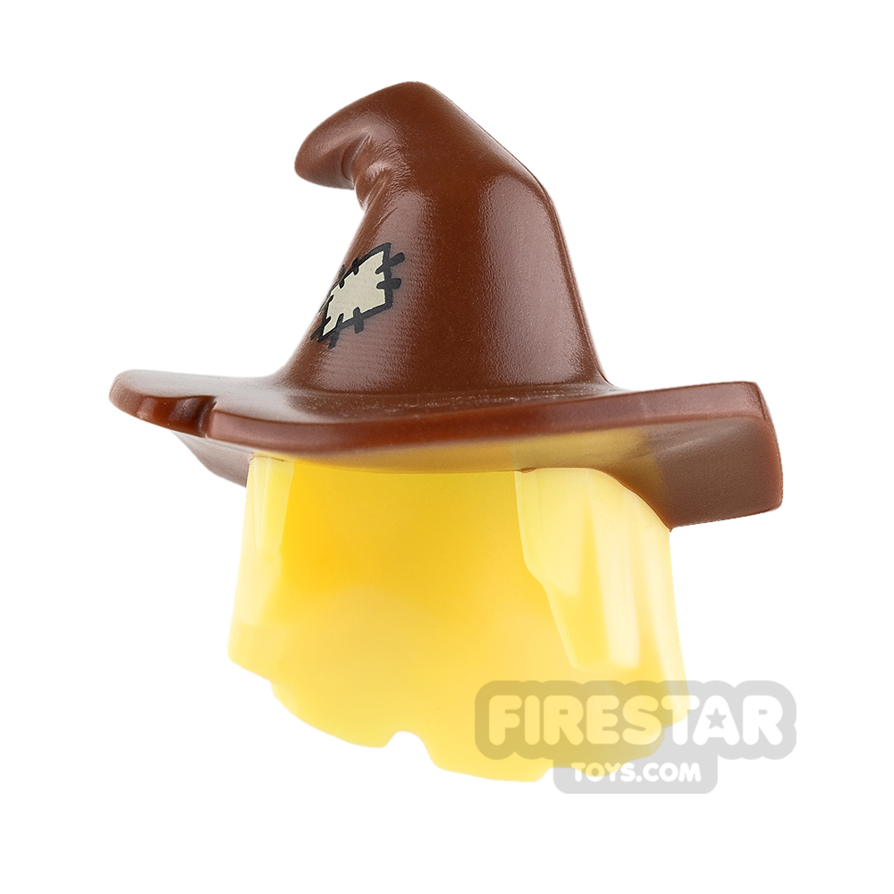 LEGO - Scarecrow Hat with Bright Light Yellow Hair - Reddish Brown