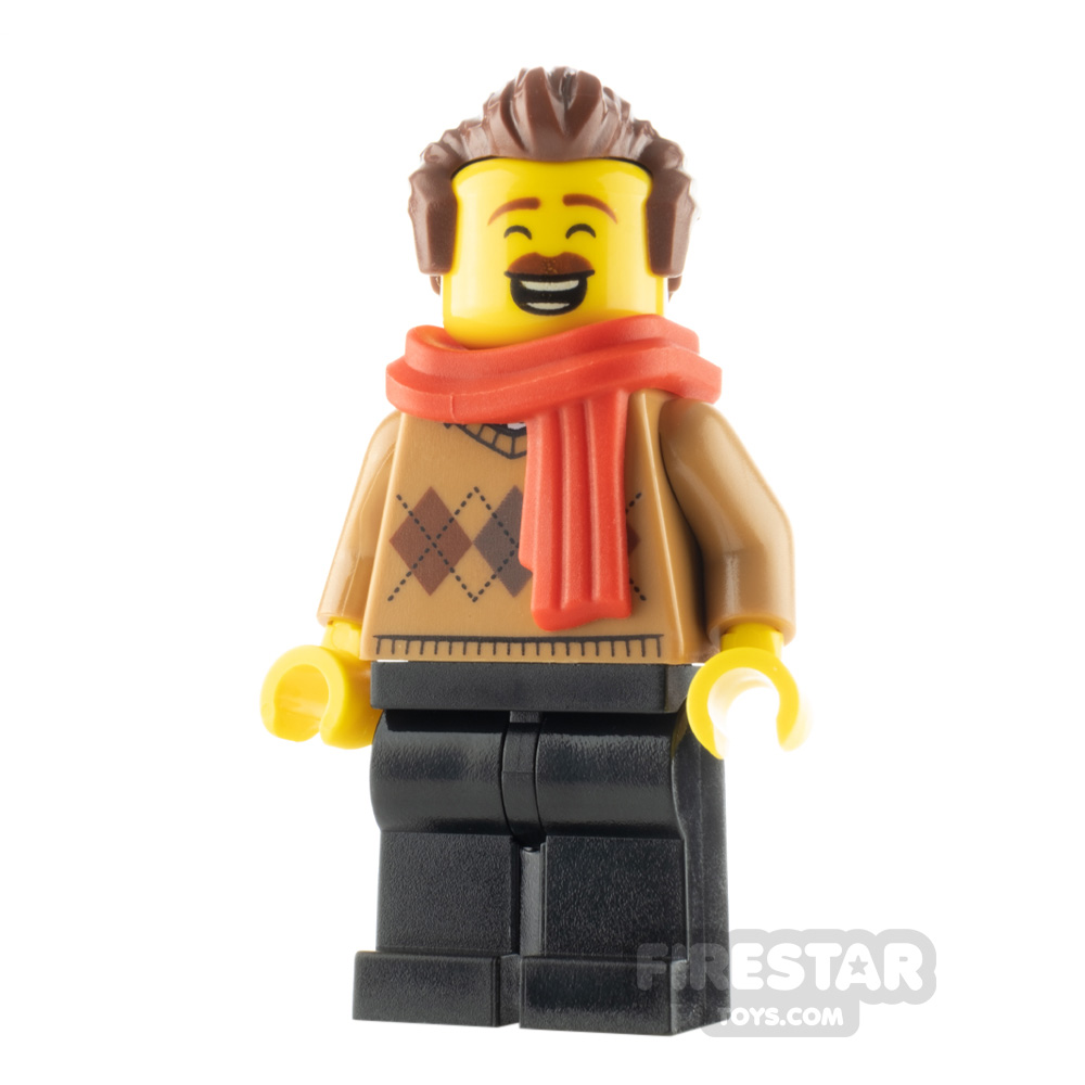 LEGO City Minfigure Dad Argyle Sweater and Red Scarf 