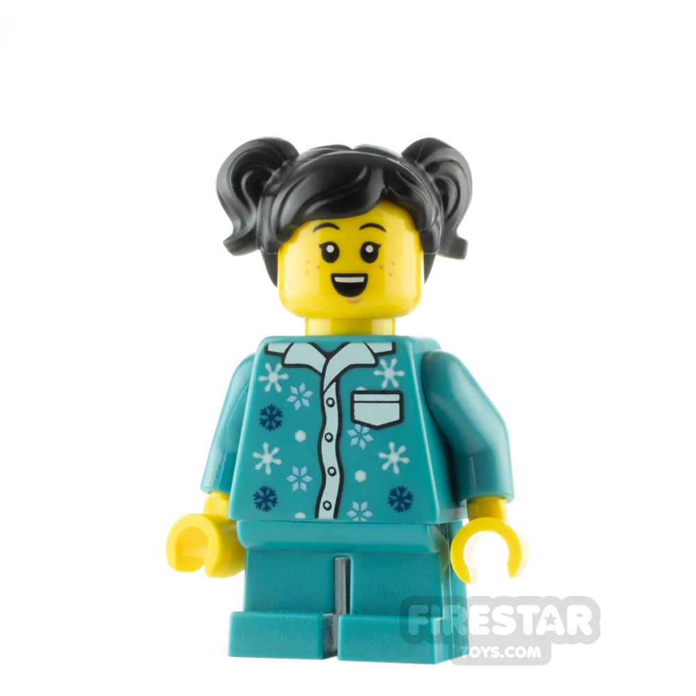 LEGO City Minfigure Girl Dark Turquoise Snowflake Pajamas 