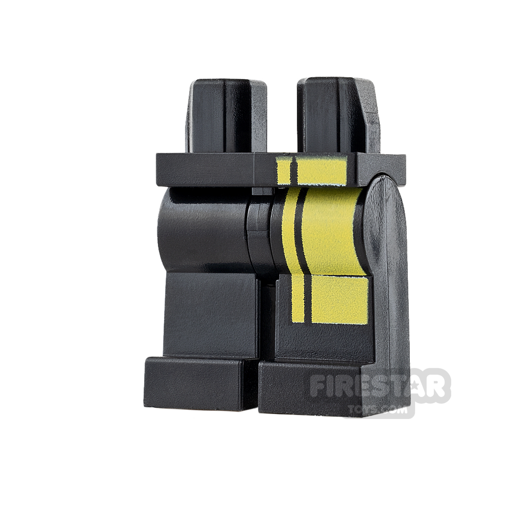 LEGO Mini Figure Legs - Black with Yellow Stripes
